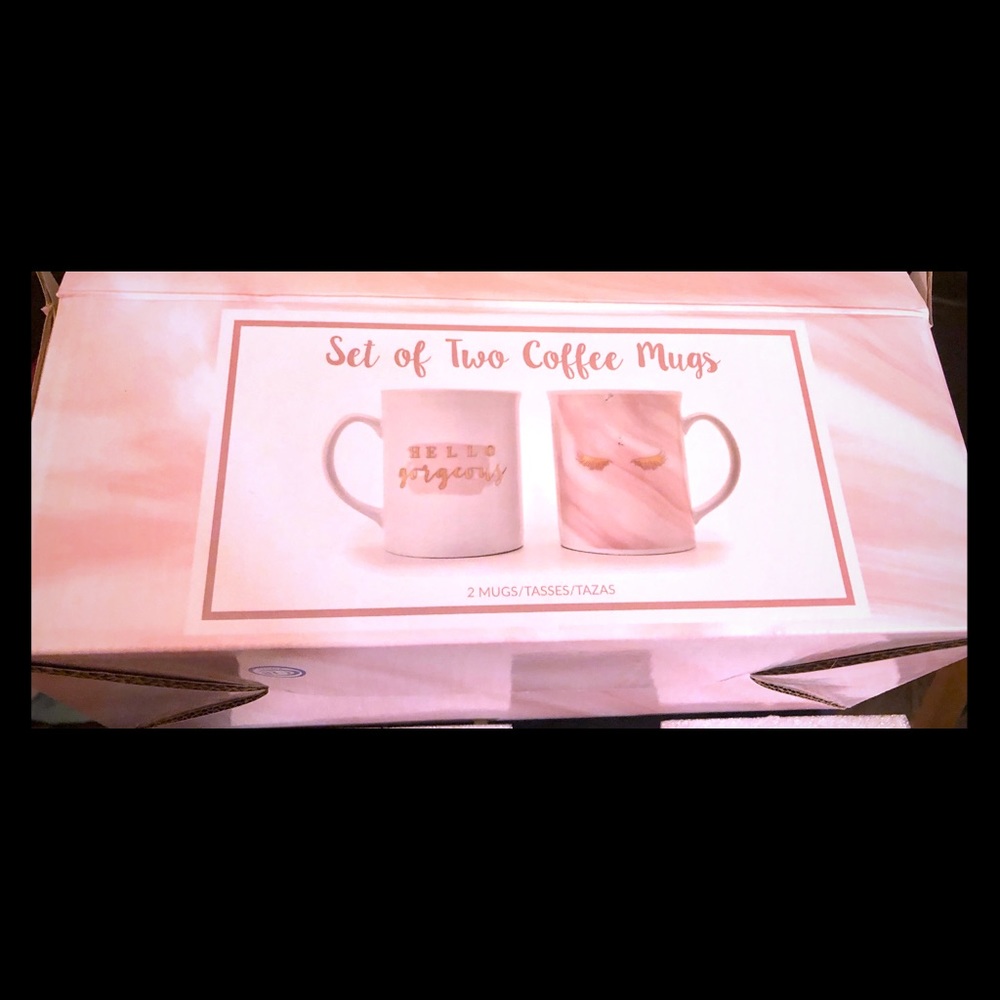NIB 2 Coffee Mugs Gift Set Pink Glamorous